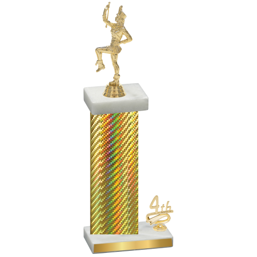 Accented Single Gold Carbon Fiber Fourth Place Majorette Trophy