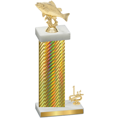 Accented Single Gold Carbon Fiber First Place Fishing Trophy