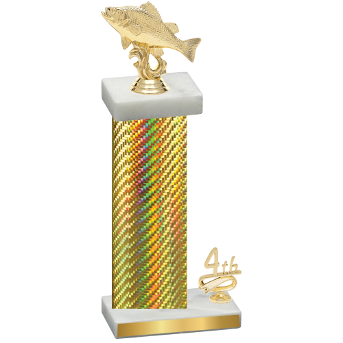 Accented Single Gold Carbon Fiber Fourth Place Fishing Trophy