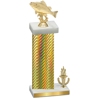 Accented Single Gold Carbon Fiber Victory Fishing Trophy