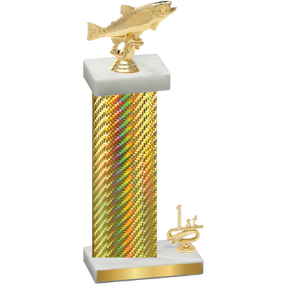 Accented Single Gold Carbon Fiber First Place Fishing Trophy