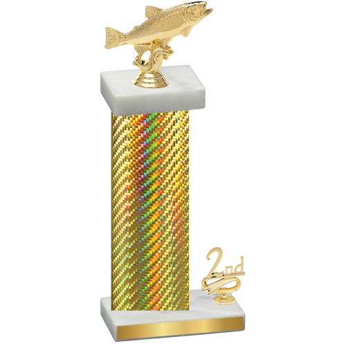 Accented Single Gold Carbon Fiber Second Place Fishing Trophy