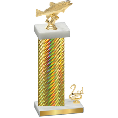 Accented Single Gold Carbon Fiber Second Place Fishing Trophy