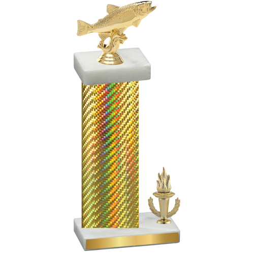 Accented Single Gold Carbon Fiber Victory Fishing Trophy