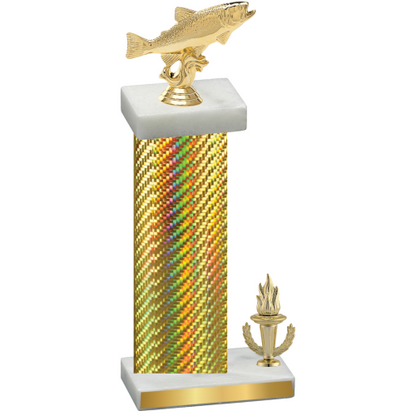 Accented Single Gold Carbon Fiber Victory Fishing Trophy