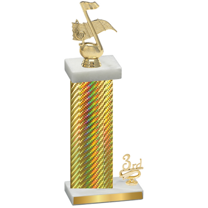 Accented Single Gold Carbon Fiber Third Place Music Trophy