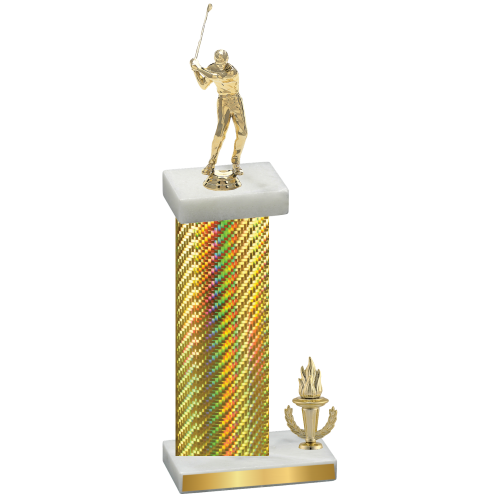 Accented Single Gold Carbon Fiber Victory Golf Trophy