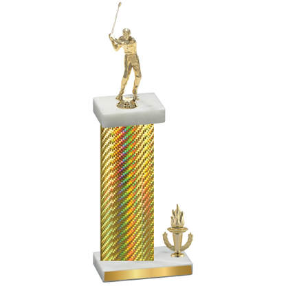 Accented Single Gold Carbon Fiber Victory Golf Trophy