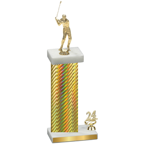 Accented Single Gold Carbon Fiber Year Golf Trophy