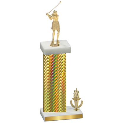 Accented Single Gold Carbon Fiber Victory Golf Trophy