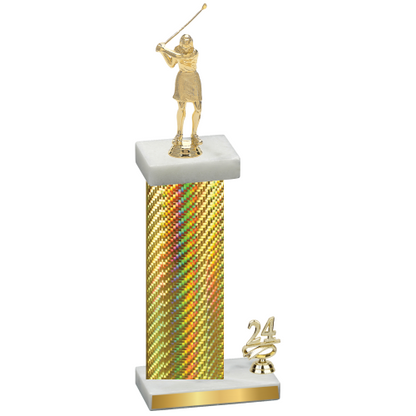 Accented Single Gold Carbon Fiber Year Golf Trophy