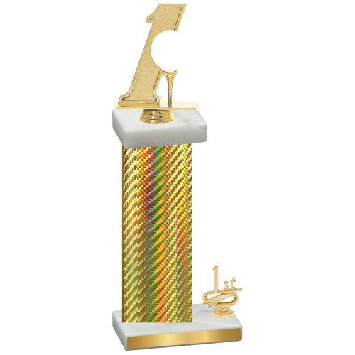 Accented Single Gold Carbon Fiber First Place Golf Trophy