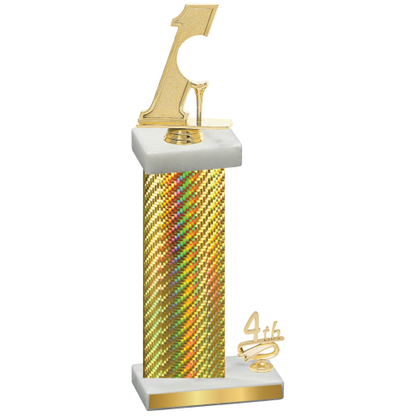 Accented Single Gold Carbon Fiber Fourth Place Golf Trophy