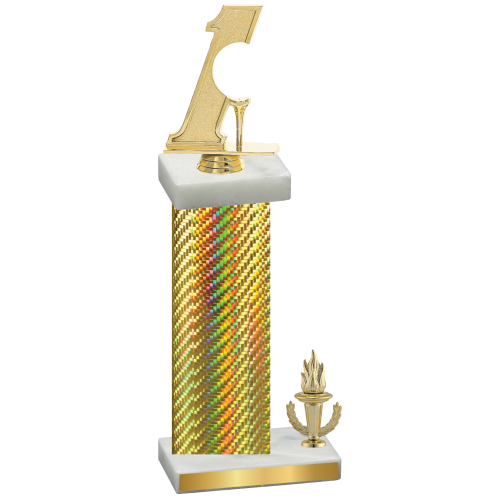 Accented Single Gold Carbon Fiber Victory Golf Trophy