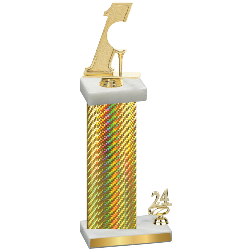 Accented Single Gold Carbon Fiber Year Golf Trophy