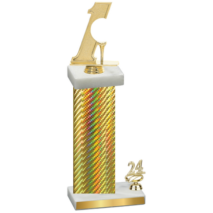 Accented Single Gold Carbon Fiber Year Golf Trophy