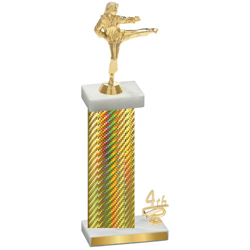 Accented Single Gold Carbon Fiber Fourth Place Karate Trophy