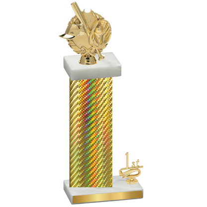 Accented Single Gold Carbon Fiber First Place Baseball Trophy