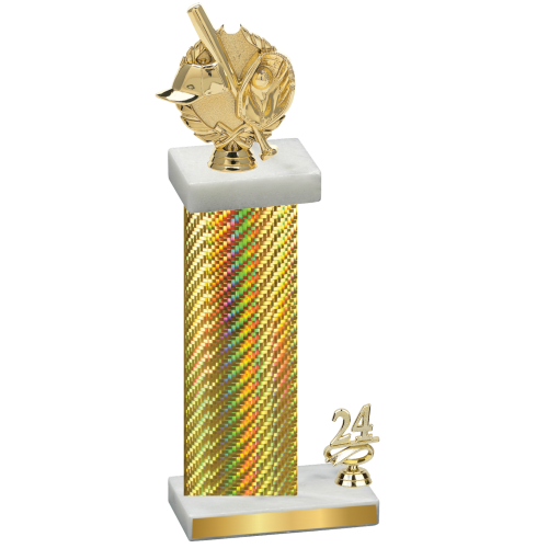 Accented Single Gold Carbon Fiber Year Baseball Trophy