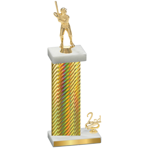 Accented Single Gold Carbon Fiber Second Place Baseball Trophy