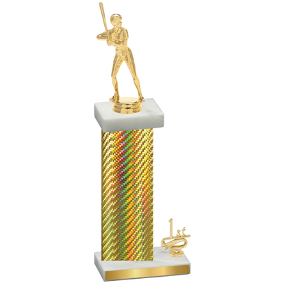 Accented Single Gold Carbon Fiber First Place Softball Trophy