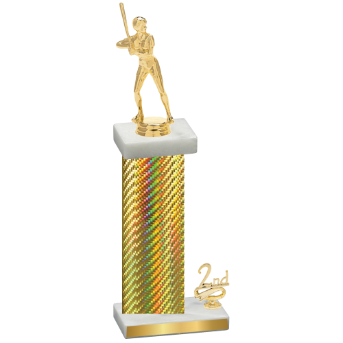 Accented Single Gold Carbon Fiber Second Place Softball Trophy