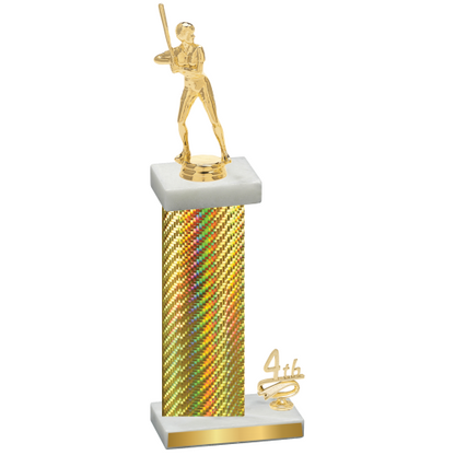 Accented Single Gold Carbon Fiber Fourth Place Softball Trophy