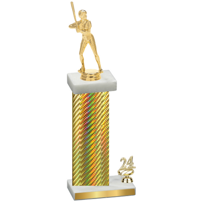 Accented Single Gold Carbon Fiber Year Softball Trophy