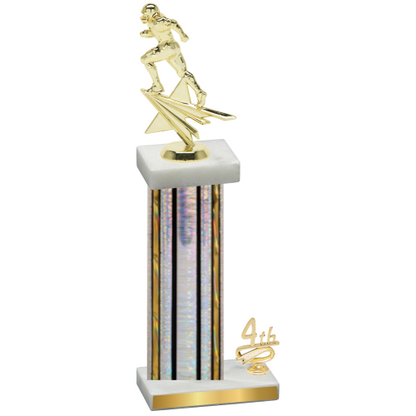 Accented Single Silver Glacier Fourth Place Football Trophy