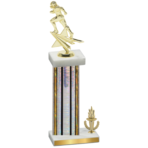 Accented Single Silver Glacier Victory Football Trophy
