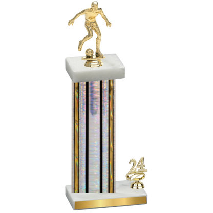 Accented Single Silver Glacier Year Soccer Trophy