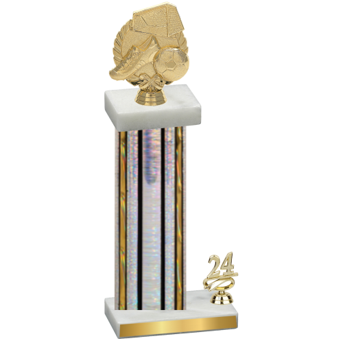 Accented Single Silver Glacier Year Soccer Trophy