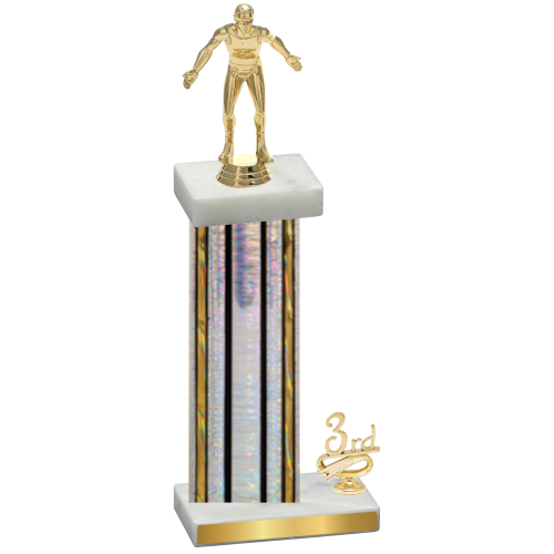 Accented Single Silver Glacier Third Place Wrestling Trophy