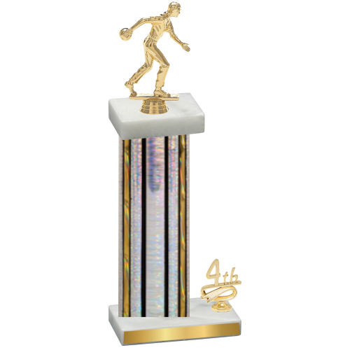 Accented Single Silver Glacier Fourth Place Bowling Trophy