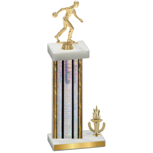 Accented Single Silver Glacier Victory Bowling Trophy