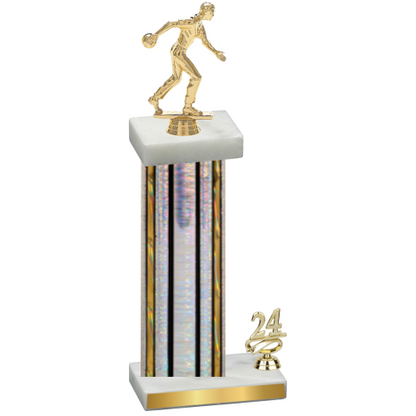Accented Single Silver Glacier Year Bowling Trophy