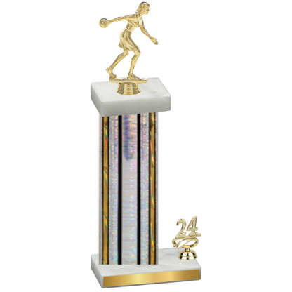 Accented Single Silver Glacier Year Bowling Trophy