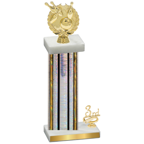 Accented Single Silver Glacier Third Place Bowling Trophy