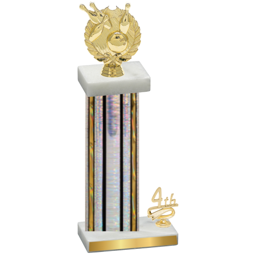 Accented Single Silver Glacier Fourth Place Bowling Trophy