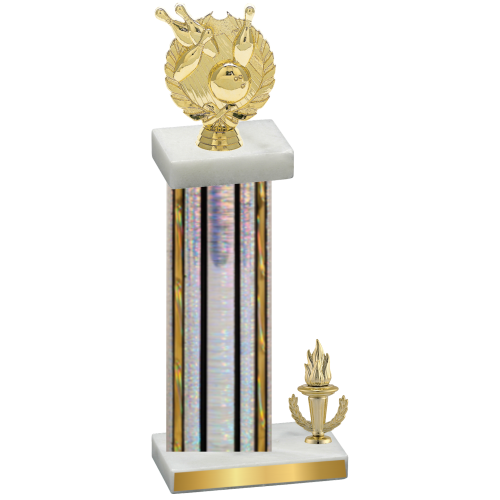 Accented Single Silver Glacier Victory Bowling Trophy
