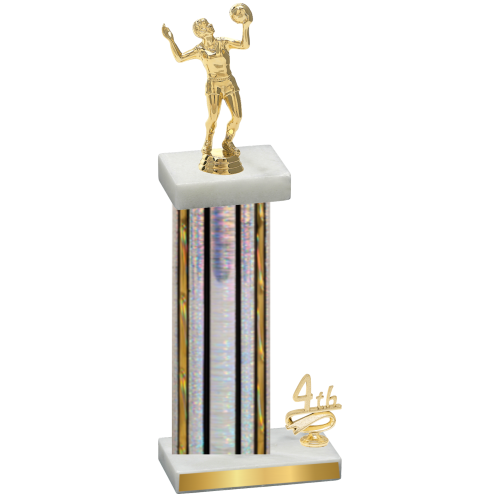 Accented Single Silver Glacier Fourth Place Volleyball Trophy
