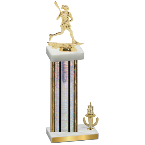 Accented Single Silver Glacier Victory Lacrosse Trophy