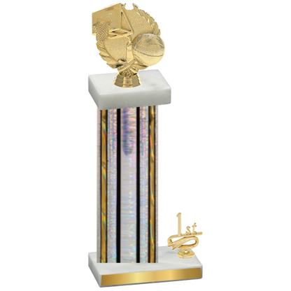 Accented Single Silver Glacier First Place Basketball Trophy