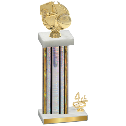 Accented Single Silver Glacier Fourth Place Basketball Trophy