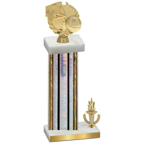 Accented Single Silver Glacier Victory Basketball Trophy
