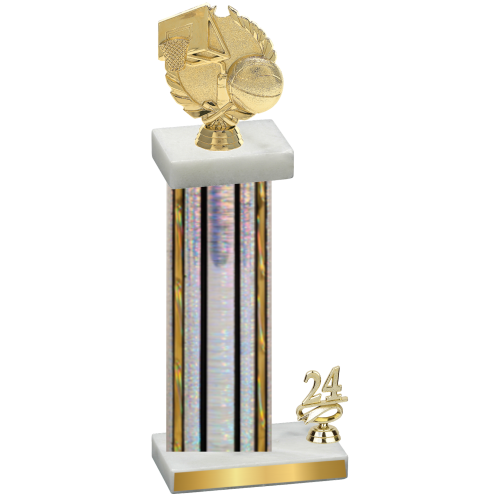 Accented Single Silver Glacier Year Basketball Trophy