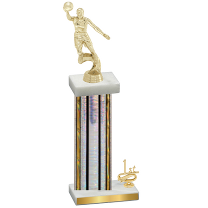 Accented Single Silver Glacier First Place Basketball Trophy