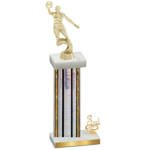 Accented Single Silver Glacier Third Place Basketball Trophy