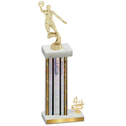 Accented Single Silver Glacier Fourth Place Basketball Trophy