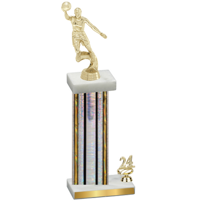 Accented Single Silver Glacier Year Basketball Trophy